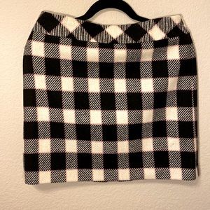 Black, white, and pink plaid wool mini skirt